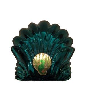 Waterford Crystal Emerald Green Shallop Shell Hand Cooler Paperweight
